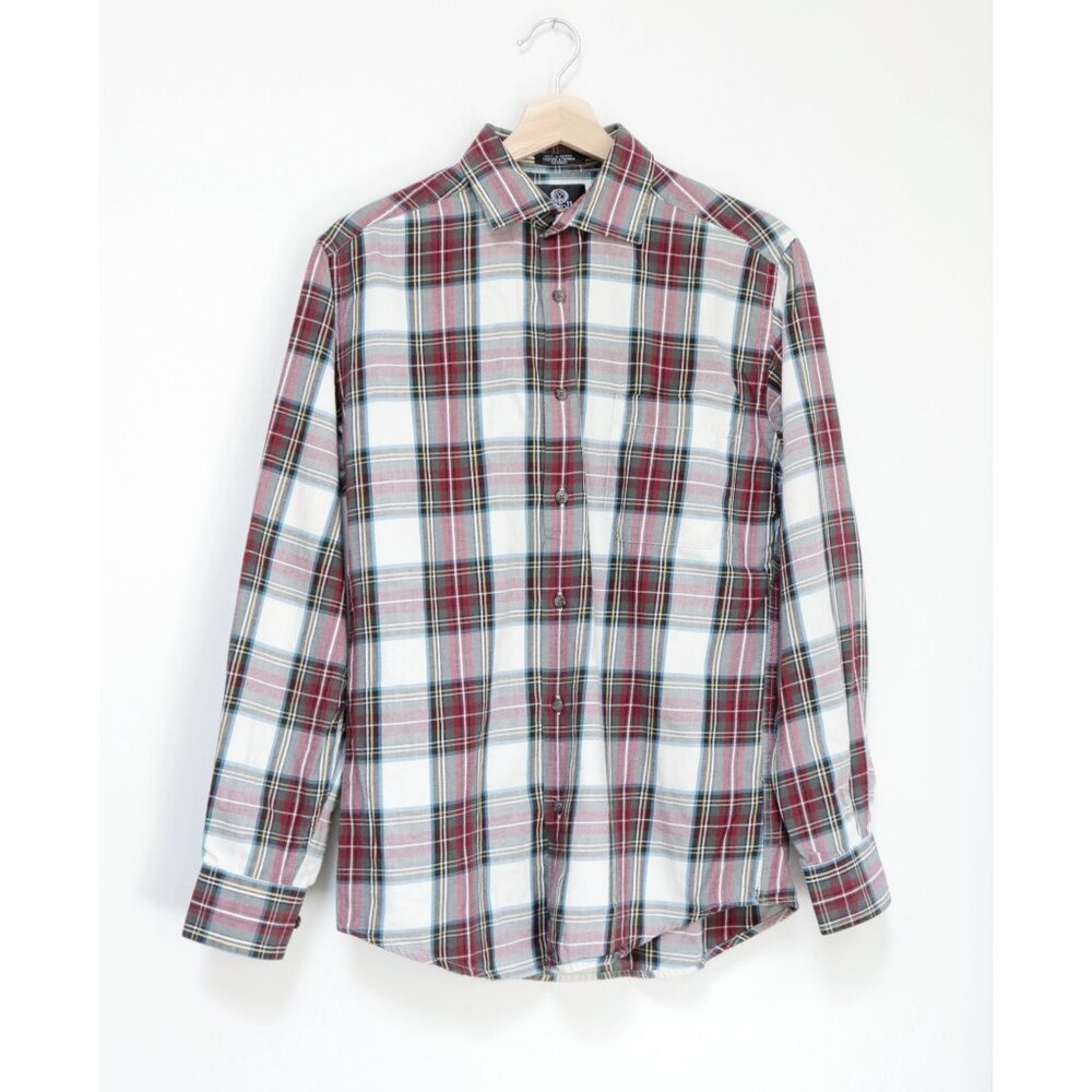 VIYELLA Men's Size Small Red & White Multicolored Flannel Button Down Shirt